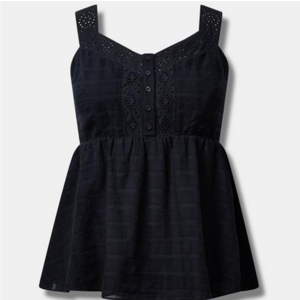 Torrid Baby Doll Cotton Window Pane Tank sz 2 NWOT